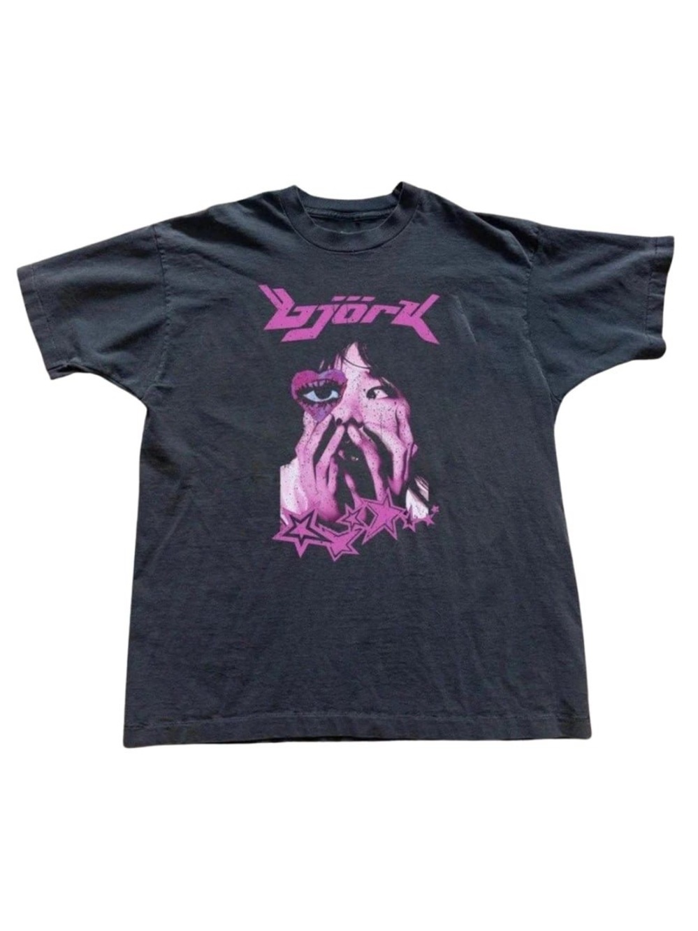 Black Short Sleeve Tee with Pink Graphic